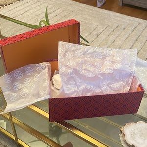 Empty Tory Burch Shoe Shopping Box
